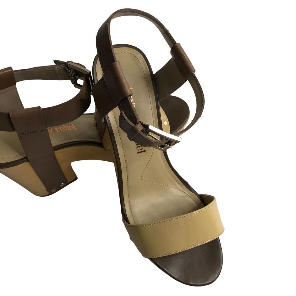 Luxury Rebel Women's Fern Wood Platfrom Ankle Strap sz 38.5M US 8M